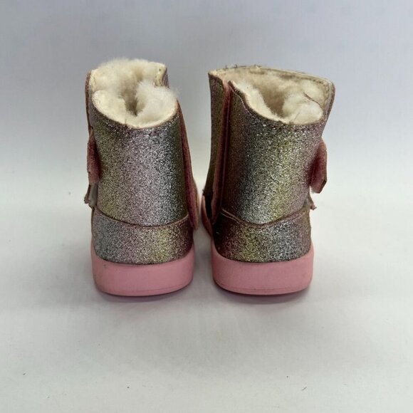 UGG® Keelan II Boot  Baby Size 2/3 in Metallic Glitter, Pink Hook & Loop Closure - Picture 1 of 15